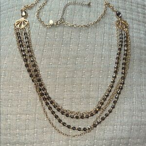 Lia Sophia Elegant Gold and Black Layered Necklace